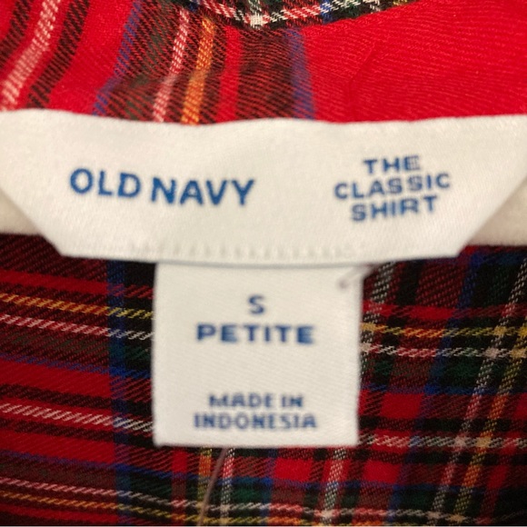 NWT Old Navy Long-Sleeve Red Plaid Flannel Shirt Size S Petite - Picture 4 of 6